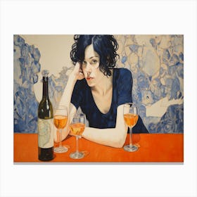 Woman With Wine Canvas Print