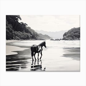 A Horse Oil Painting In Lopes Mendes Beach, Brazil, Landscape 2 Canvas Print