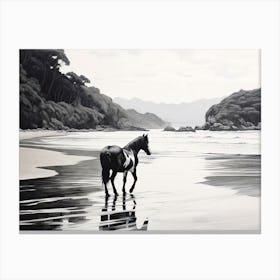 A Horse Oil Painting In Lopes Mendes Beach, Brazil, Landscape 2 Leinwandbild