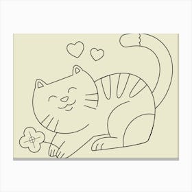 Cat With Flower Canvas Print