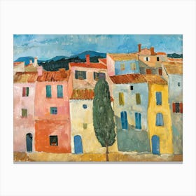 Countryside Serenity Painting Inspired By Paul Cezanne Canvas Print