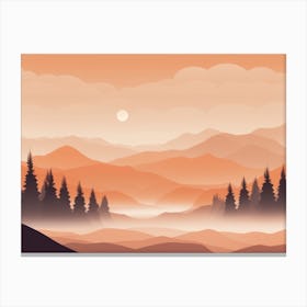 Misty mountains horizontal background in orange tone 123 Canvas Print