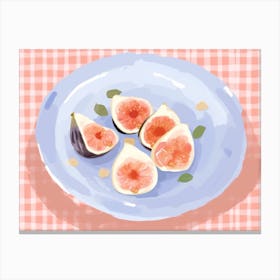 A Plate Of Figs, Top View Food Illustration, Landscape 3 Canvas Print