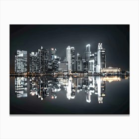 Singapore City Skyline At Night Canvas Print