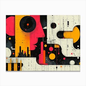 SynthGeo Shapes: A Cartoon Abstraction Abstract Painting Canvas Print