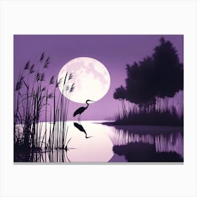 Heron in Moonlight 1 Canvas Print