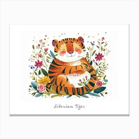 Little Floral Siberian Tiger 3 Poster Canvas Print