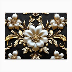 Gold Floral Wallpaper Canvas Print