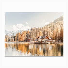 Lodge On Lake Canvas Print