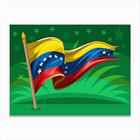 Venezuelan Flag Waving In The Wind Canvas Print