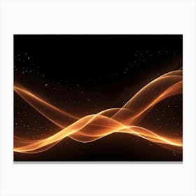 Abstract Image Of A Glowing, Golden Wave With Subtle Sparkles, Flowing Against A Black Background Canvas Print