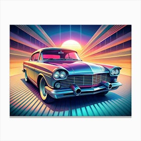 Classic Car In A Retro Futuristic Setting Canvas Print