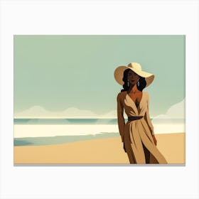 Illustration of an African American woman at the beach 78 Canvas Print