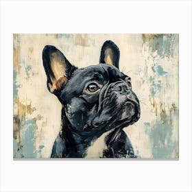 Minimal Frenchie With Blue Background 5 Canvas Print