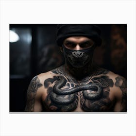 Tattooed Man Solid Blackwork Canvas Print