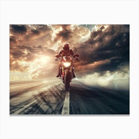 Rider On Red Bike (30) Canvas Print