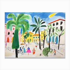 Palermo Italy Cute Watercolour Illustration 1 Canvas Print