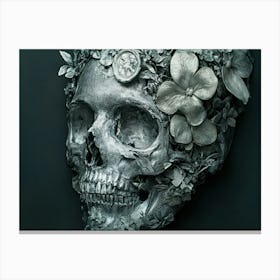 Skull With Flowers 2 Canvas Print