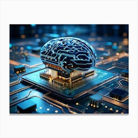 Abstract Concept Of A Brain Resembling An Intricate Circuit Board With Neural Lines Crisscrossing A (1) Canvas Print