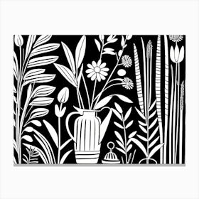 Lion cut inspired Black and white Garden plants & flowers art, Gardening art, Garden 189 Canvas Print