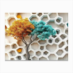 Tree In A Hexagon Canvas Print