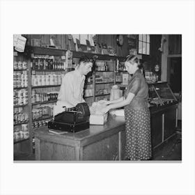 Making A Purchase In Cooperative Stores, Lake Dick Project, Arkansas By Russell Lee Canvas Print