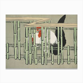 Roosters From Momoyogusa –Flowers Of A Hundred Generations, Kamisaka Sekka Canvas Print