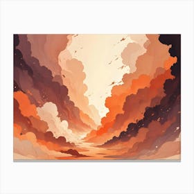 An Abstract Image Of A Canyon Of Swirling, Orange Clouds, Creating A Sense Of Depth And Movement Canvas Print