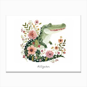 Little Floral Alligator 2 Poster Canvas Print