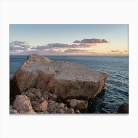 Pale pink rocks and the Mediterranean Sea Canvas Print