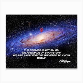 You are here map, Milky Way galaxy, Carl Sagan quote / Originally — Messier 31 (M31), The Andromeda Galaxy by Hubble space telescope — space poster, science poster Canvas Print