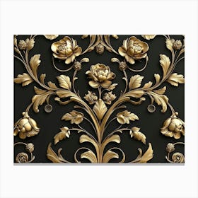 Gold Floral Wallpaper 5 Canvas Print