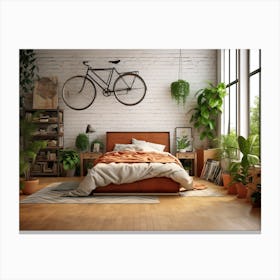 Bedroom With A Bicycle 2 Canvas Print
