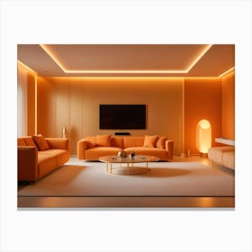 Modern Living Room Interior With A Warm And Inviting Atmosphere 2 Canvas Print