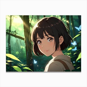 Anime Girl In The Forest 1 Canvas Print