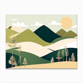 Landscape, minimalistic vector art 3 1 Canvas Print