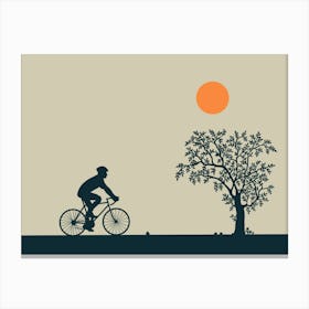 Silhouette Of A Cyclist Canvas Print