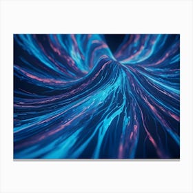 Abstract Background Design With Flowing Lines And Waves Of Blue And Purple With A Futuristic, Neon Look And A Shiny Texture Canvas Print