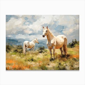 Horses Painting In Cotacachi, Ecuador, Landscape 4 Canvas Print