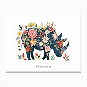 Little Floral Rhinoceros 1 Poster Canvas Print