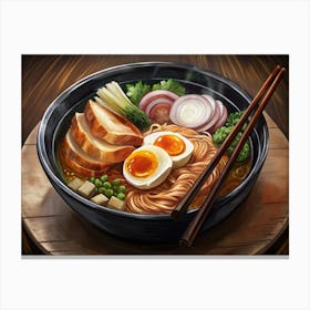 Bowl Of Ramen Noodles Canvas Print