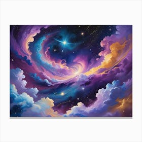 Cloudy Sky With Stars Canvas Print