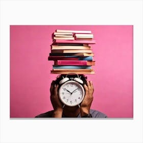 Man With Books On His Head Canvas Print