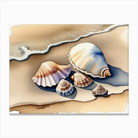 Seashells on the beach, watercolor painting 14 Canvas Print