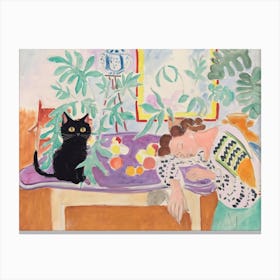 Still Life With Sleeping Woman And Black Cat By Henri Matisse  Inspired Poster Canvas Print
