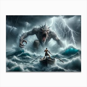 Olympus battle on the ocean Canvas Print
