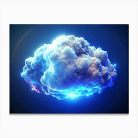 Blue Glowing Cloud On A Dark Background 1 Canvas Print