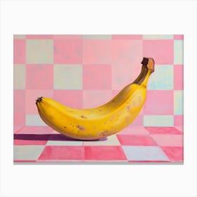 Banana Still Life Pink Checkerboard 2 Canvas Print