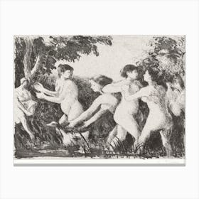 Bathers Wrestling (ca. 1896), Camille Pissarro. 1 Canvas Print