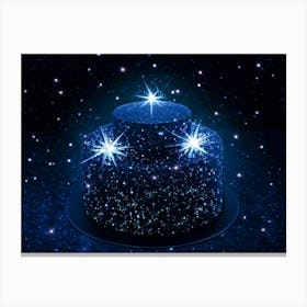 Abstract Illustration Of A Bright Blue And Black Double Star Radiating A Glow With A Pattern Of Twi 2 1 Canvas Print